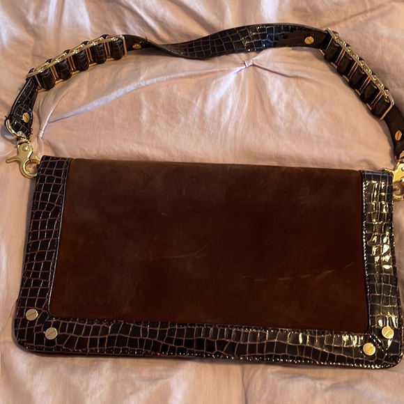 Suede chocolate brown  Tory Burch bag with removable straps - Picture 9 of 9